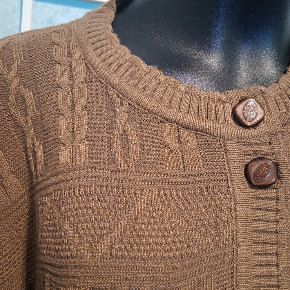 L Xception Brown Cardigan Sweater 6278